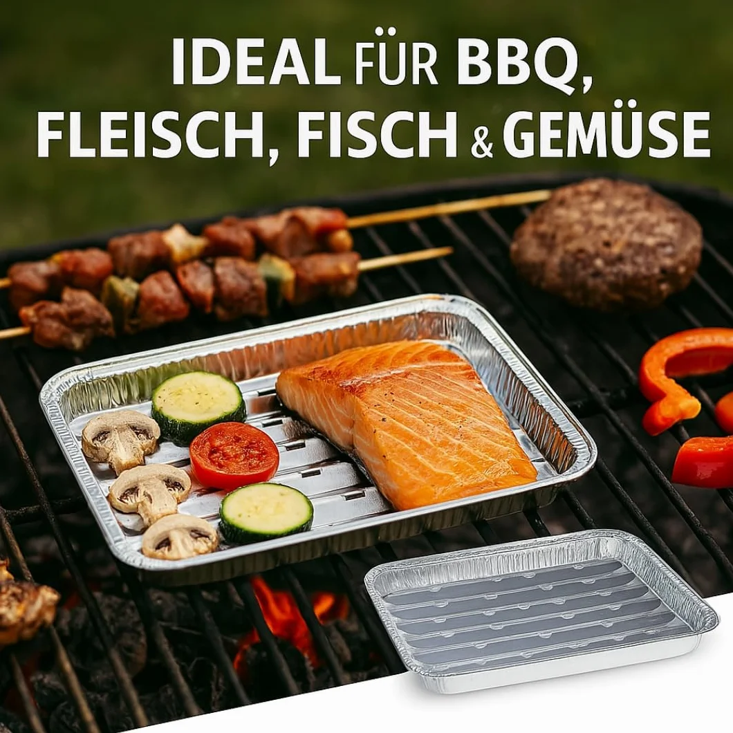 Barquettes aluminium 34x22 cm Lot de 100 - Grillschalen jetables pour barbecue four grill