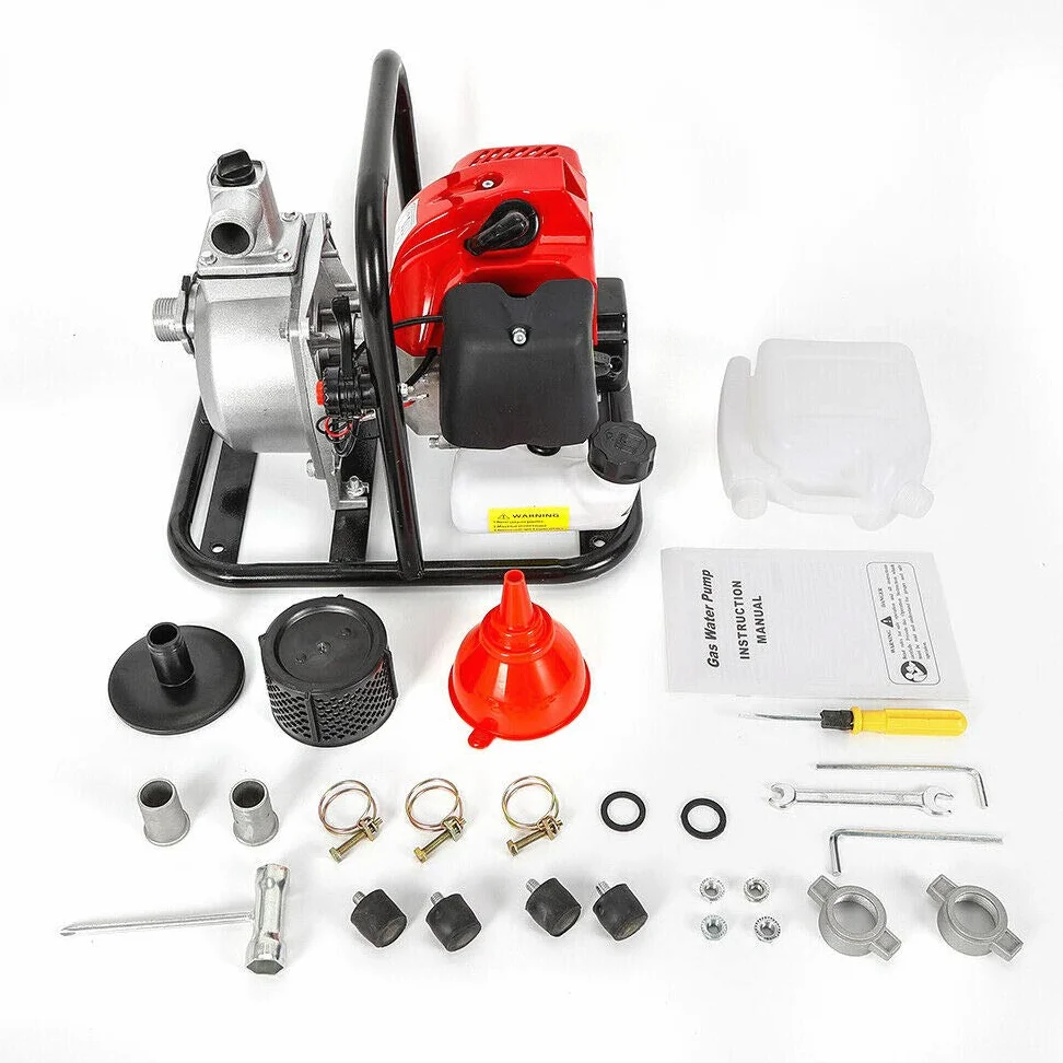 43cc 2 temps Essence Pompe à Eau à Moteur pour Jardin 1.25kw/6500rpm Maxi 15000 L/h