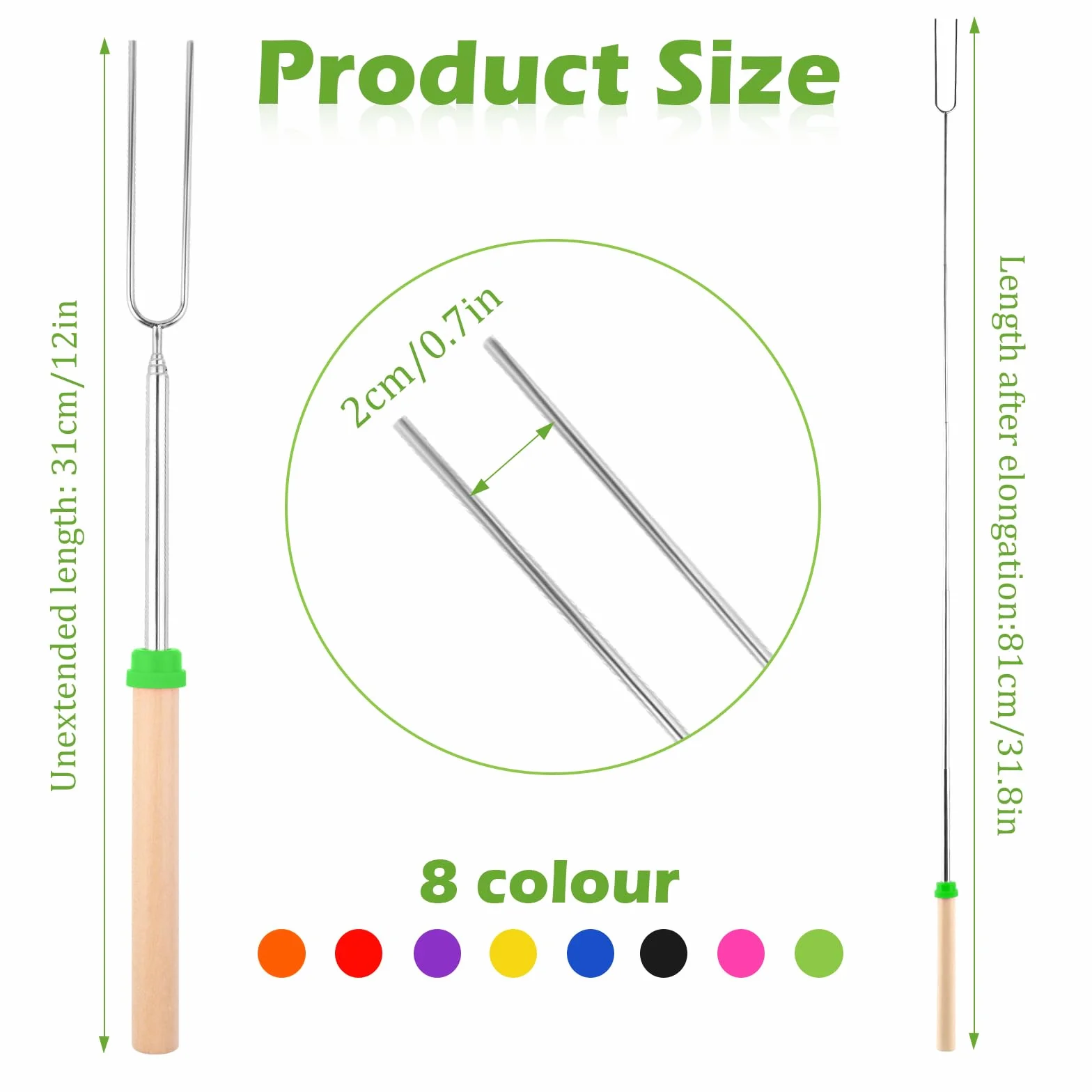 Brochettes Télescopiques en Acier Inoxydable pour BBQ, Marshmallow, Camping – Accessoire Barbecue
