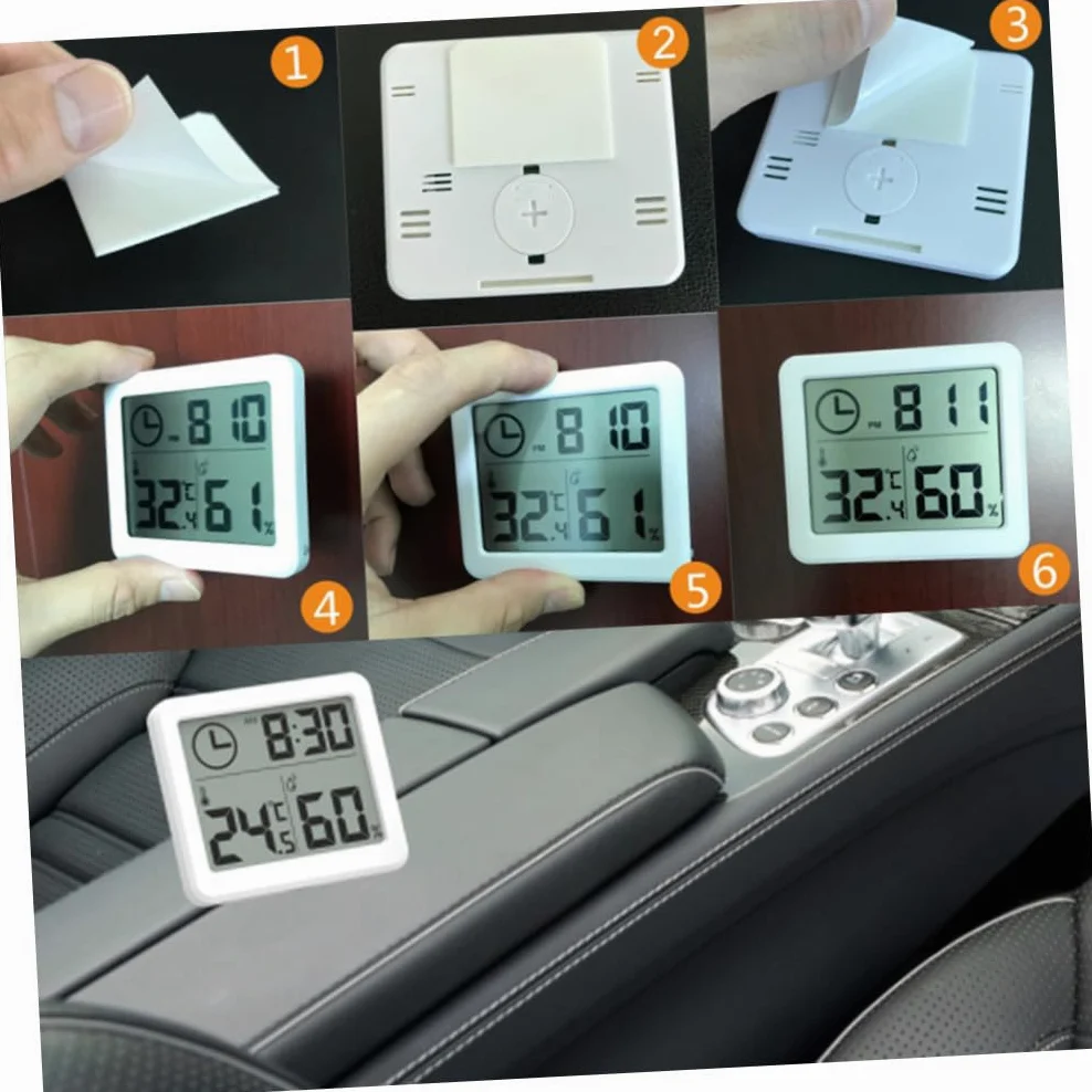 ibasenice Hygromètre D'intérieur Numérique Ultra-fin Pour Maison Et Bureau, Thermomètre Domestique Blanc Avec Horloge 12h, Mesure Précise Température Et Humidité Ambiante