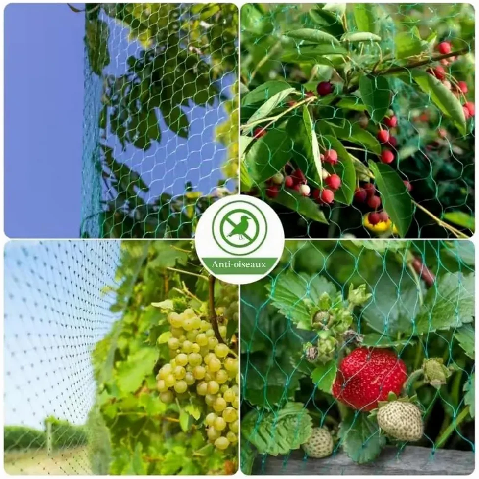 Filet Anti Oiseaux,Filet De Protection,Filet Anti Pigeon,15x 15m avec 10 Pointes en U, 5 Pointes en Plastique, 50 Attaches,Maille 6 * 6,pour Protéger Potagers Fruits Contre Dommages