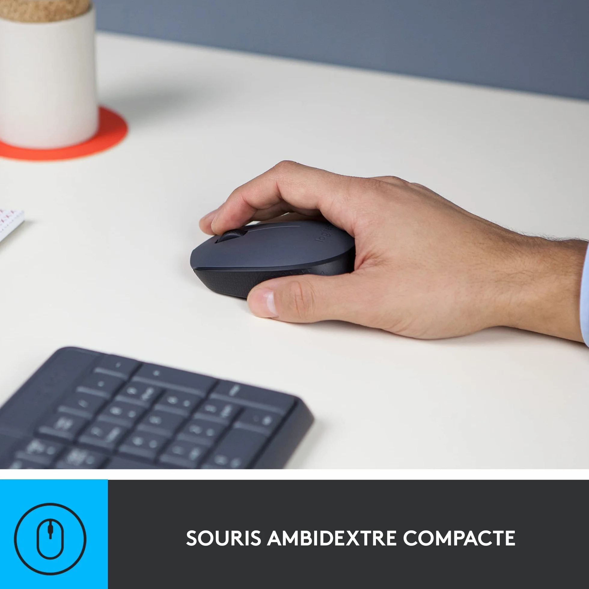 Logitech MK235 Combo Clavier Souris sans Fil 2,4 GHz Récepteur USB Unifying Gris foncé
