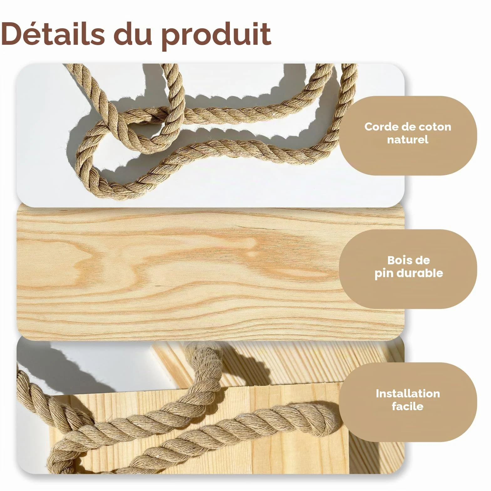 Bamworld Étagères suspendues murales en Bois pour Plantes d'intérieur - Support pour Rebord de fenêtre - Décoration Salon